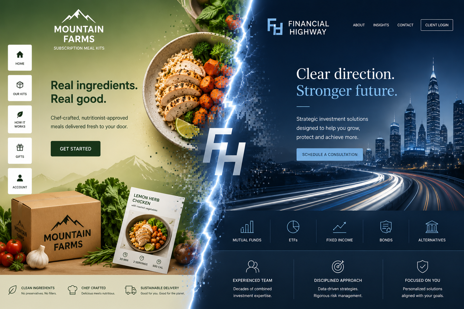 Split-Site Web Design concept