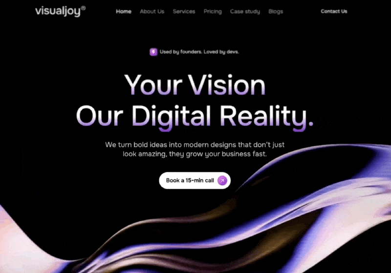 Immersive website design showcase